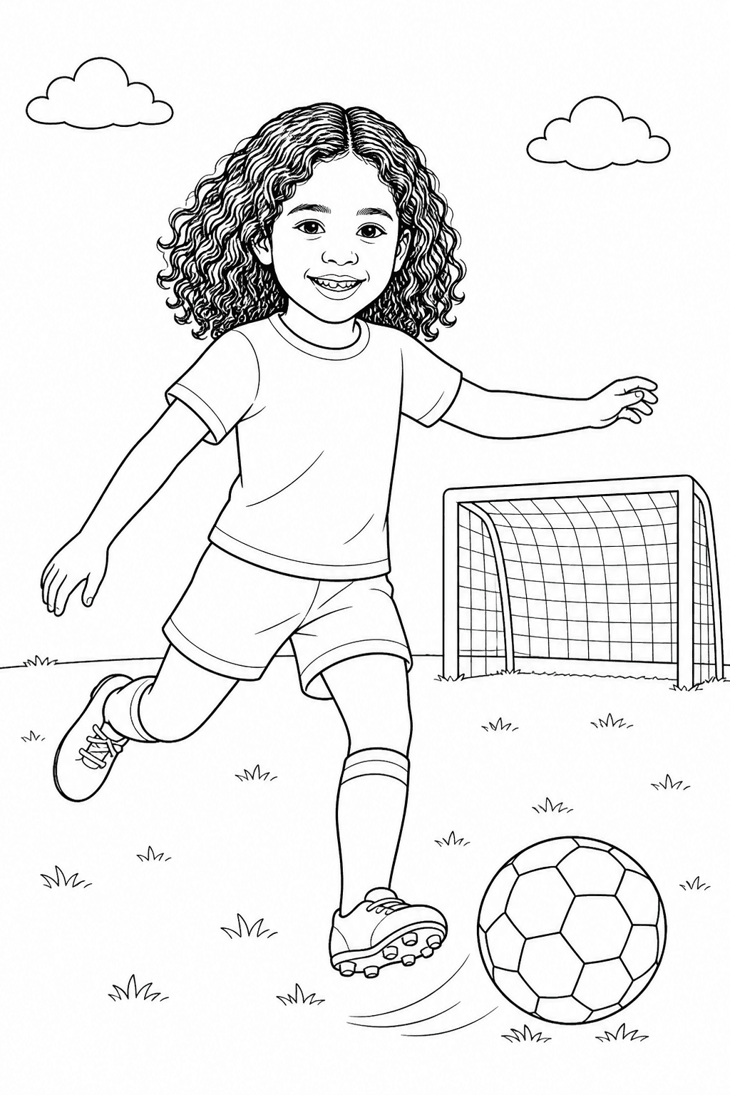 Página de colorir personalizada do tema Futebol, gerada a partir da foto de referência